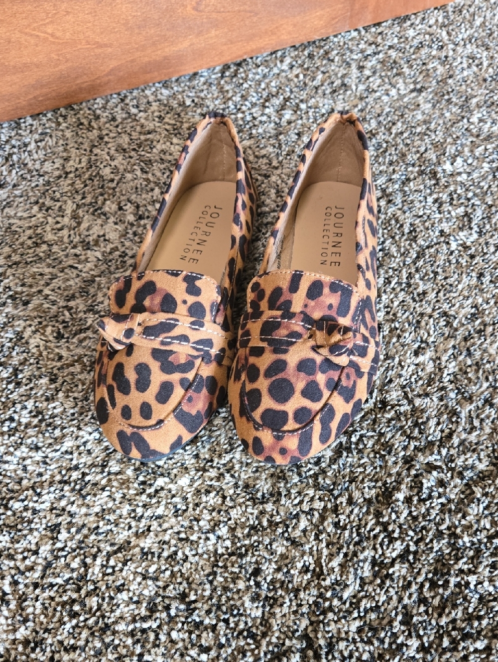 Journee Collection Leopard-Print Penny Loafers in Tan and Black